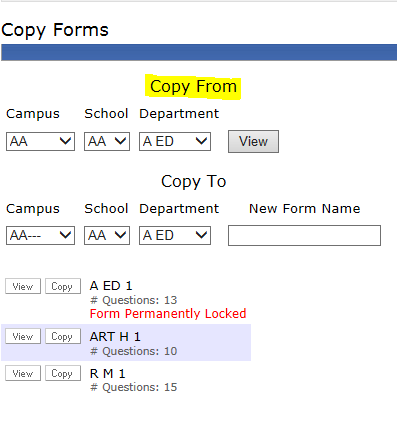 Dropdowns for Copy From Option