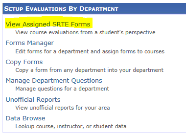 View Assigned SRTE Forms As a Student Image