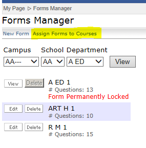 Assign Forms to Courses Image