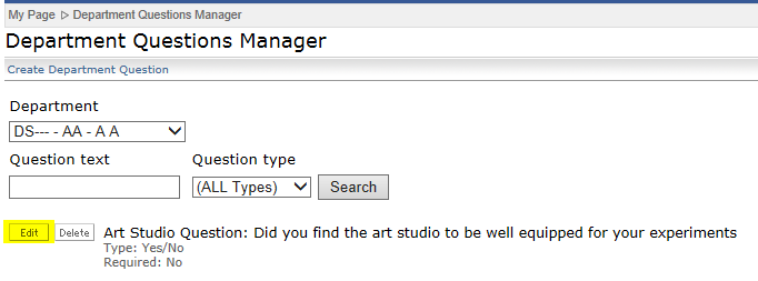 Edit Department Question Image