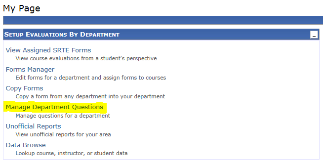 Manage Department Questions Image