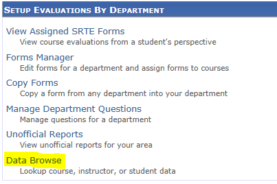 Select Data Browse Option